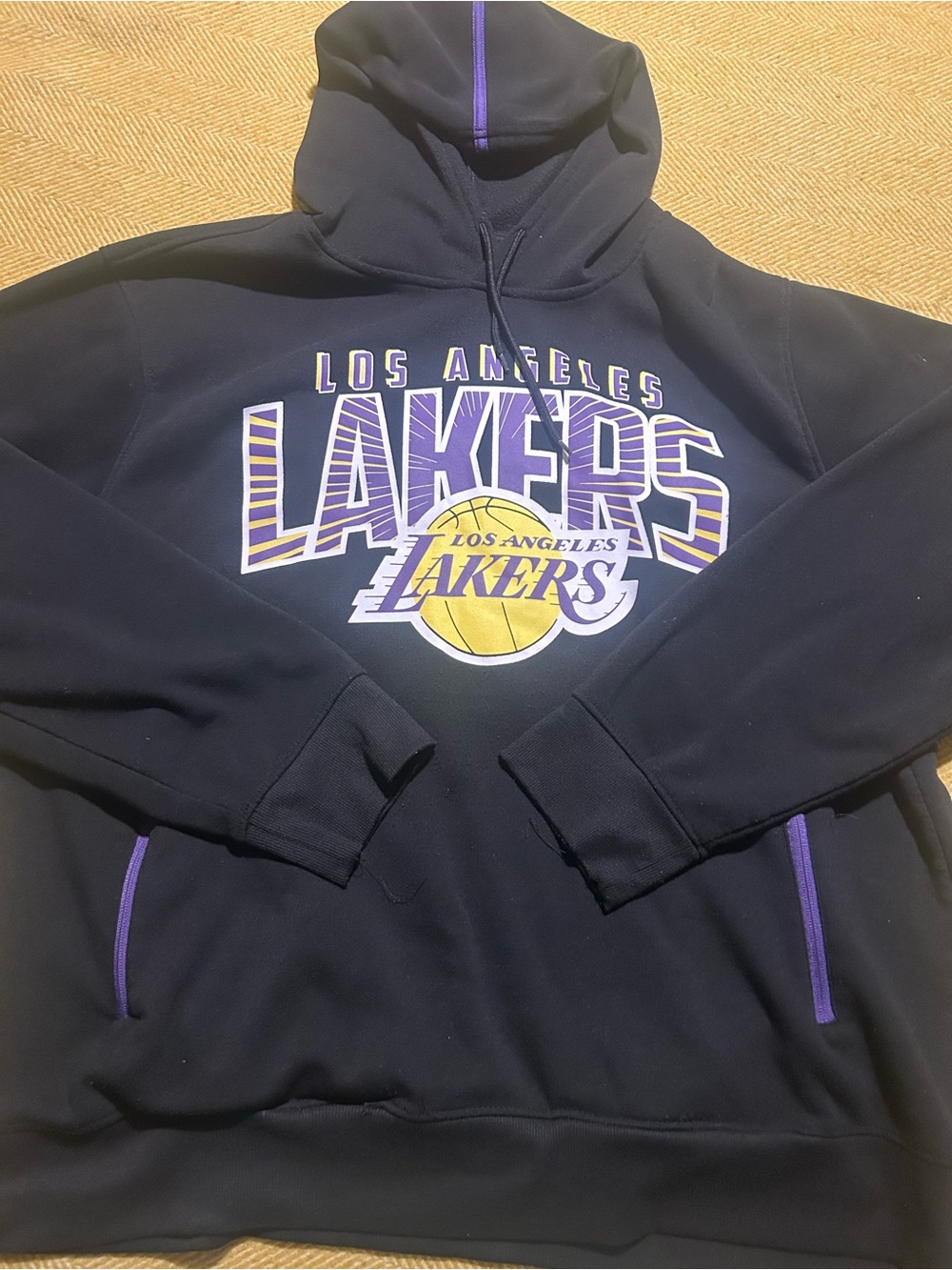 NBA Los Angeles Lakers Black Pullover Hoodie with Purple & Gold Graphics